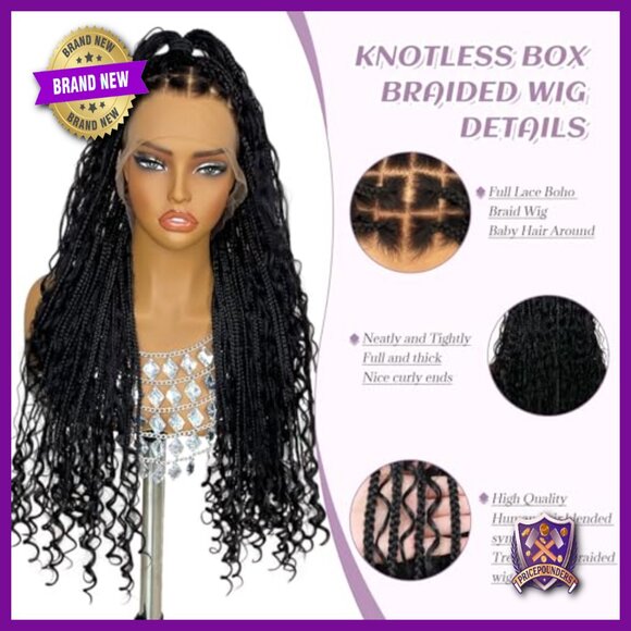 28 Inch Full Lace Human Hair Blended Wig Bohemian Curly Ends Pre-Plucked main image 6